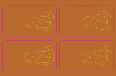 Labeltjes rechthoek 4 stuks - Lijntekening kindje