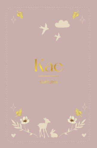 Lief geboortekaartje met bohemian print en bosdieren en vogeltjes- Kae