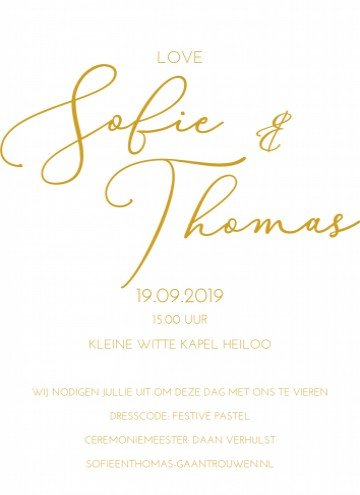 Trouwkaart LOVE sierlijk - Geschikt voor folie