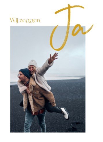 Minimalistische chique trouwkaart met foto