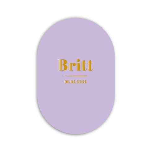 Kleurrijk ovaal vormig geboortekaartje in Lila kleur - Britt