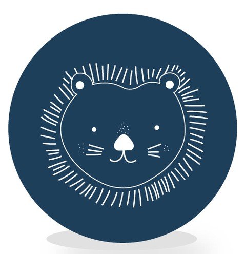 Sluitsticker met leeuwtje in donkerblauwe kleur
