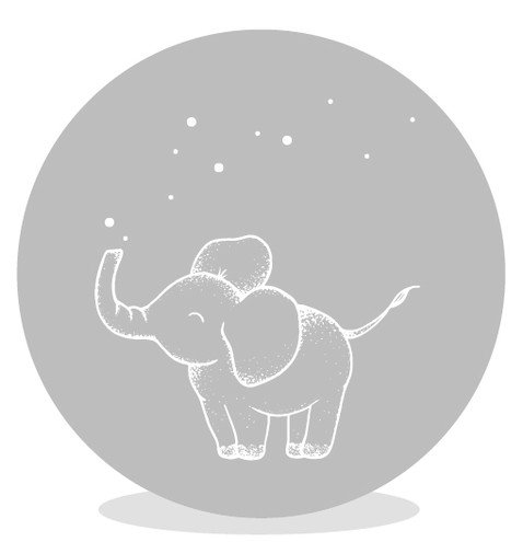 Sluitsticker met vrolijk olifantje en stipjes