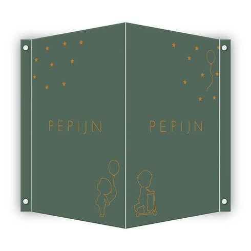 Geboortebord silhouette spelen jongen - Pepijn
