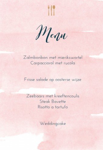 Menu bij trouwkaart Watercolor