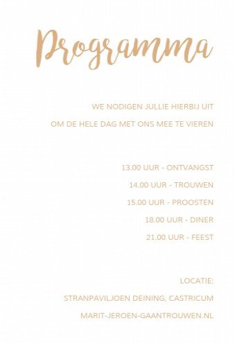 Programma bij trouwkaart Bordeaux