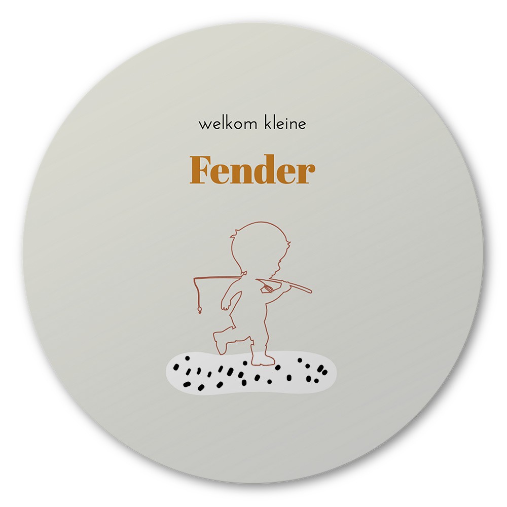 Ronde raamsticker spelende jongen 60x60 - Fender