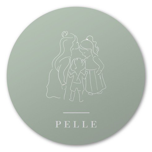 Raamsticker met een lijntekening van zussen met een broertje - Pelle 60x60