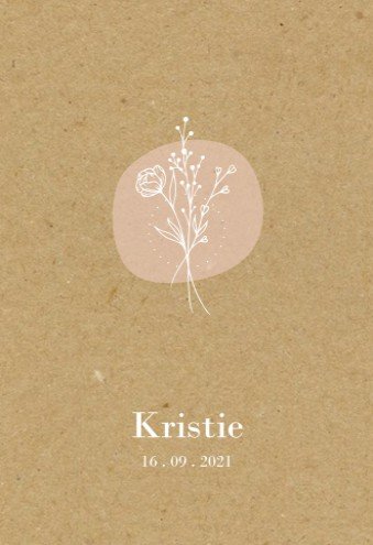 Romantisch geboortekaartje kraftlook bloemen Kristie
