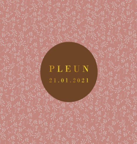 Romantisch geboortekaartje met takjes patroon in roze kleur - Pleun