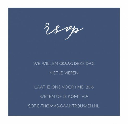 RSVP bij trouwkaart Love
