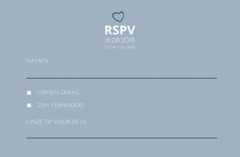 RSVP bij trouwkaart Hartjesnamen