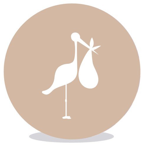 Sluitsticker met ooievaar in beige - op voorraad