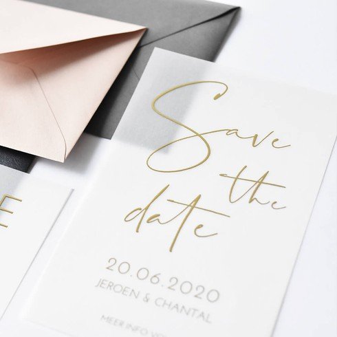 Save the date sierlijk - kalkpapier folie