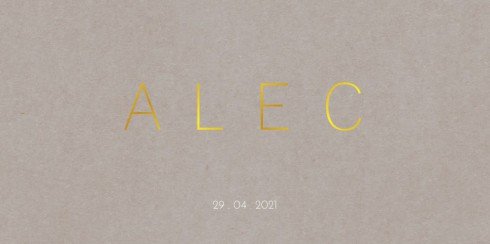 Geboortekaartje stoer en clean foliedruk goud - Alec