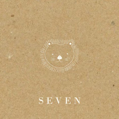 Stoer geboortekaartje op echt kraft met leeuw - Seven