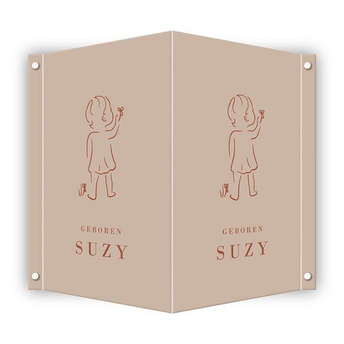 Geboortebord meisje met bloem - Suzy