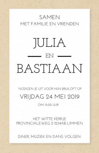 Trouwkaart bij huisstijl Stoer met labels