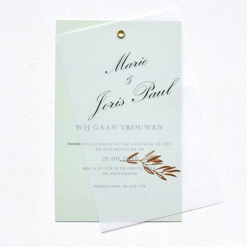 Trouwkaart Olive - cover kalkpapier