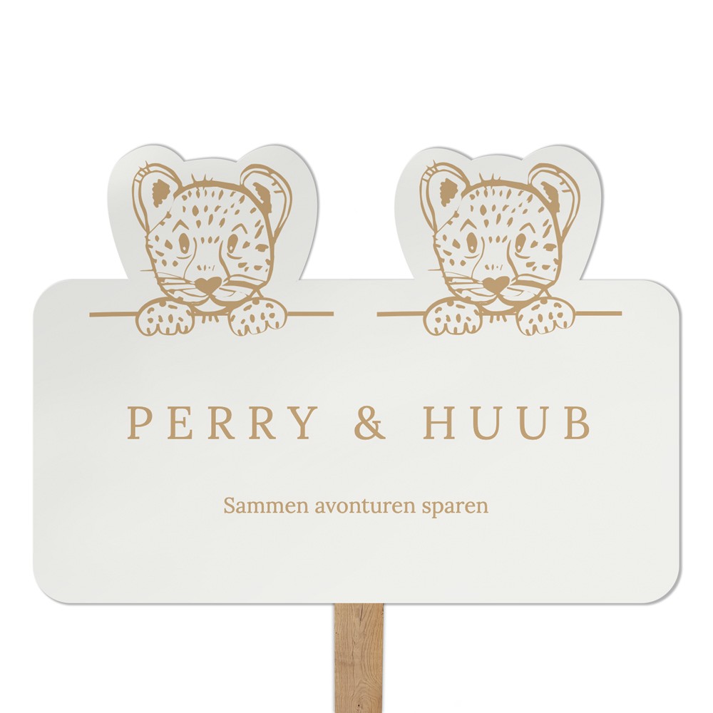 Tweeling tuinbord met lieve panters in beige tinten - 70x50