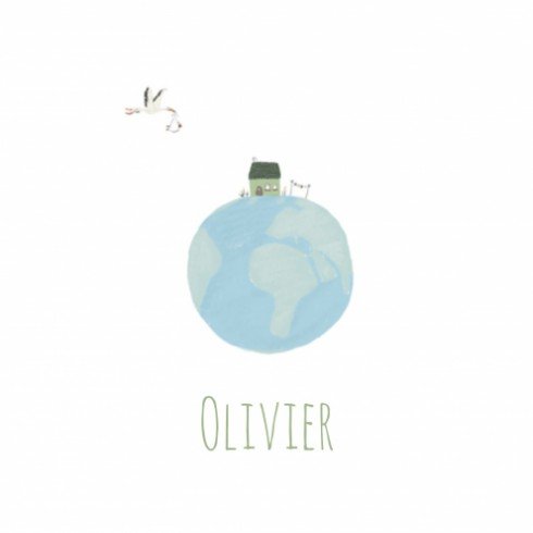 Geboortekaartje Wereldbol Groen Olivier