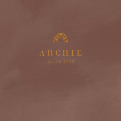 Velvet geboortekaartje bruin regenboog - Archie