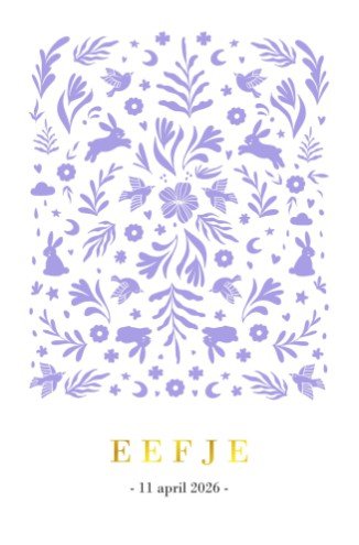geboortekaartje meisje bloemen print lila trendy