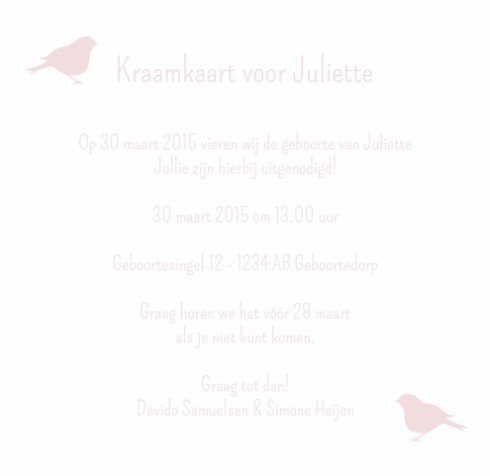 ZELF maken - Kraamkaartje - Juliette - SC