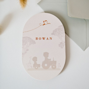 Jongenskaartje ovaal broertjes traktor - Bowan