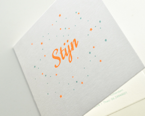 Oud Hollands geboortekaartje met fluor