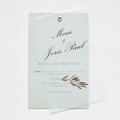 trouwkaart-klassiek-olijftak-transparant-chique